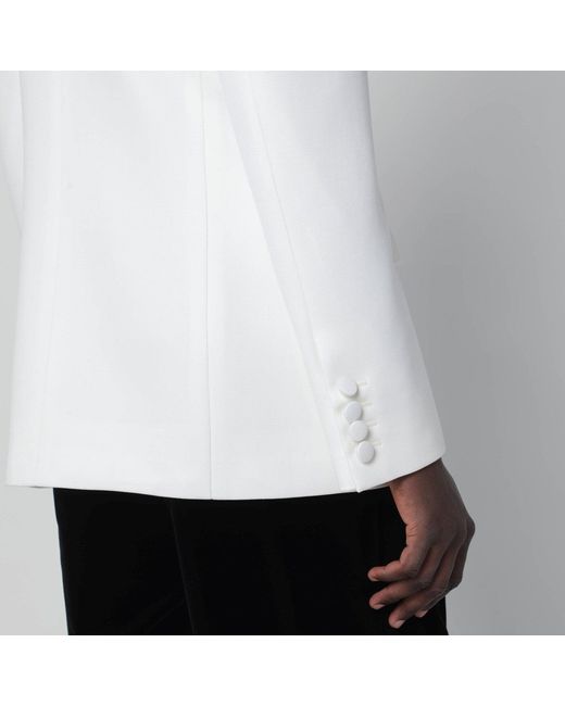Valentino White Milk-colored Double-breasted Jacket In Wool for men