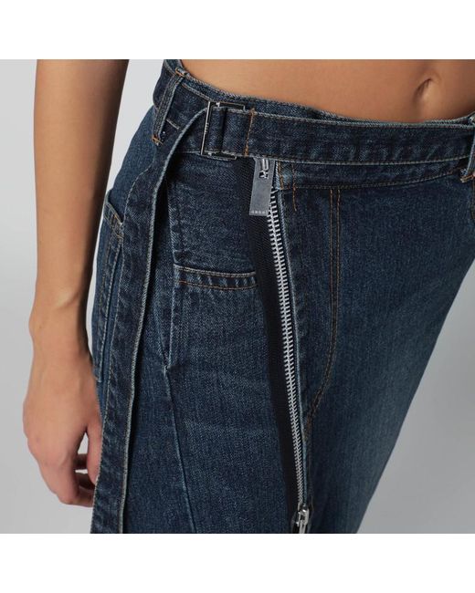 Sacai Damen Asymmetrischer Blauer Denimrock