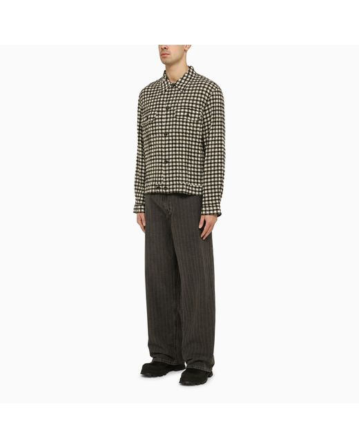 Our Legacy Black Cotton Blend Checked Shirt Jacket for men