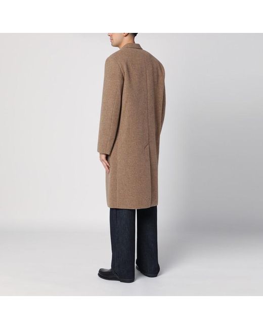 Cappotto doppiopetto beige in lana di Auralee in Natural da Uomo