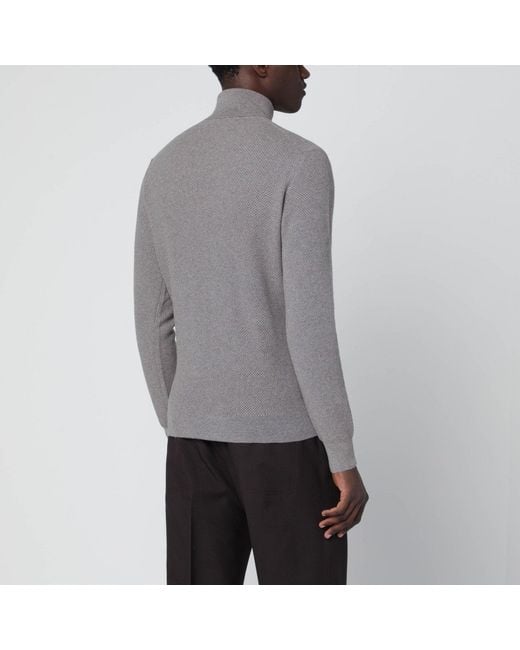 Tagliatore Gray Wool Turtleneck Sweater for men