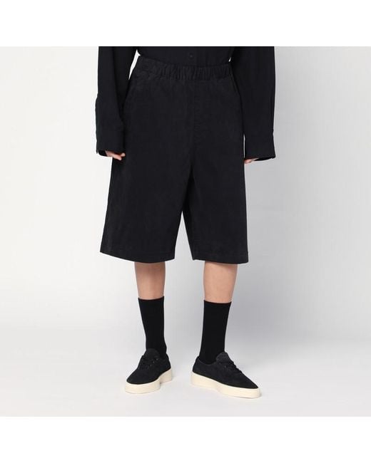 Entire studios Black Wide Bermuda Shorts In Cotton for men