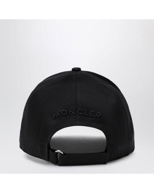 Moncler Black Cotton Baseball Cap With Patch for men