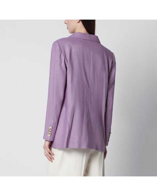 VI TO VI Purple Lilac Double-Breasted Silk Jacket