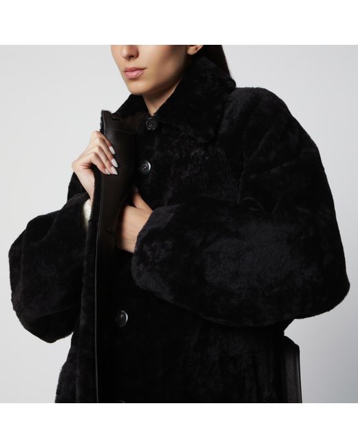 Blancha Black Chocolate Belted Fur Coat