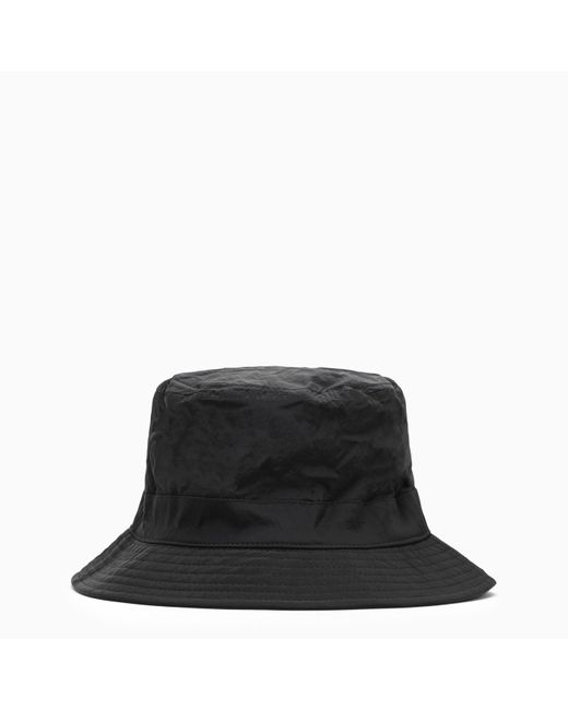 Stone Island Black Bucket Hat In Nylon With Logo for men