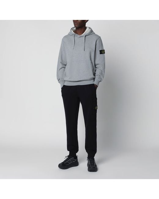 Stone Island Gray Mélange Cotton Hoodie for men
