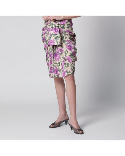 Chloé Multicolor Midi Silk Skirt With Multicolour Floral Print