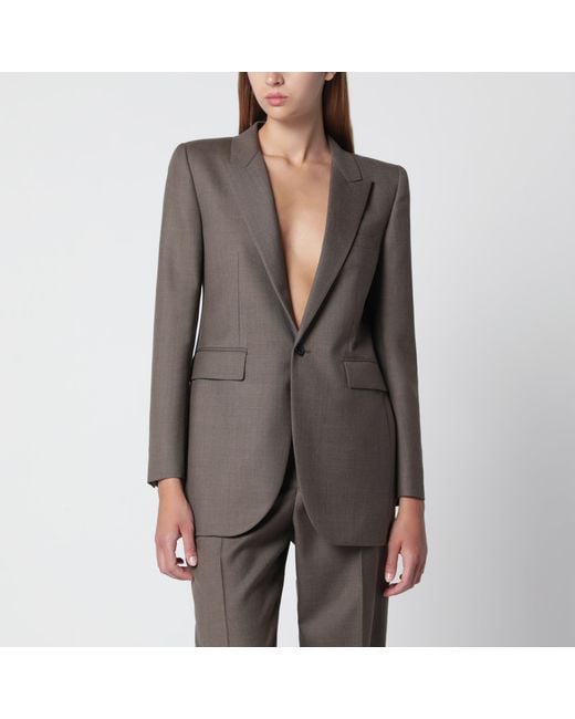 Saint Laurent Gray Single-Breasted Jacket