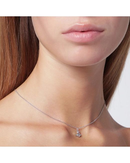 Collier Pendentif Orb Couleur Platine Avec Cristal Vivienne Westwood en coloris White