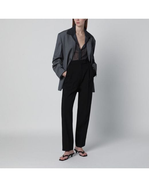 Frankie Shop Black Peri Semi-Sheer Striped Shirt