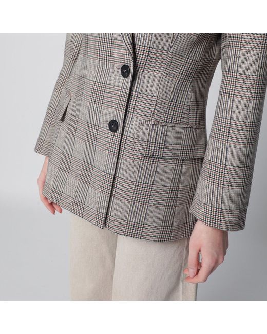Anine Bing Gray Asymmetric Prince Of Wales Jacket