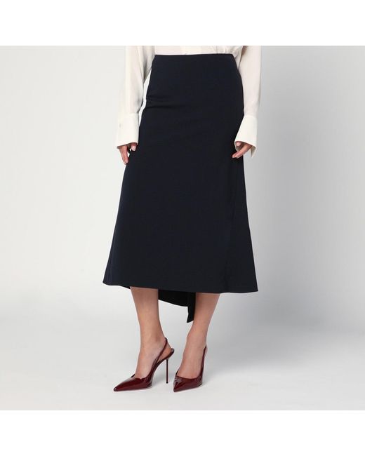 Victoria Beckham Navy Blue Skirt In Wool Blend