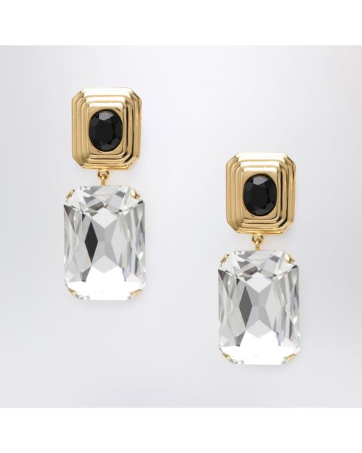 Alessandra Rich Metallic Tone Clip-On Earrings With Crystal Drop