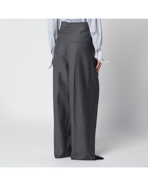 Bottega Veneta Gray Mélange Pinstripe Trousers