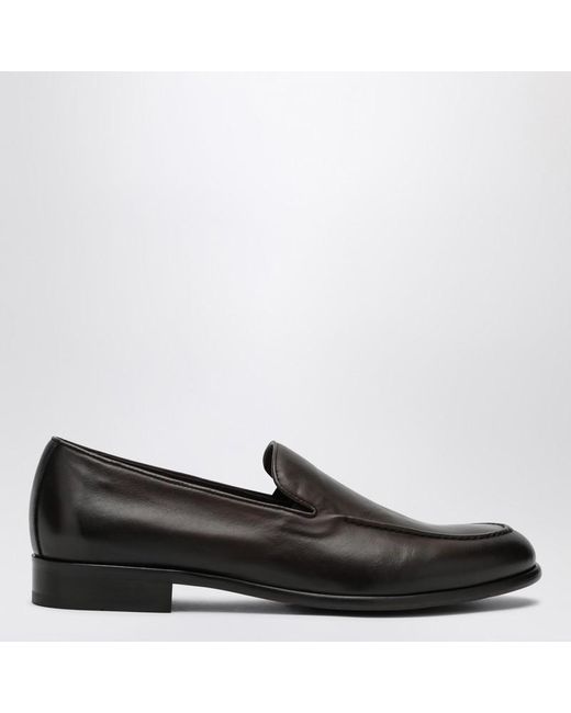 Doucal's Dunkelbraune Leder Slipper in Black für Herren