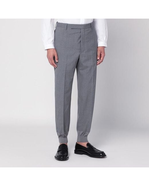 Prada Gray Wool Jogger Trousers for men