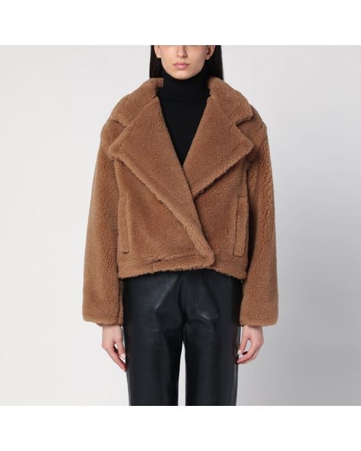 Max Mara Icon Teddy Bear Crop Camel Coat in Brown | Lyst