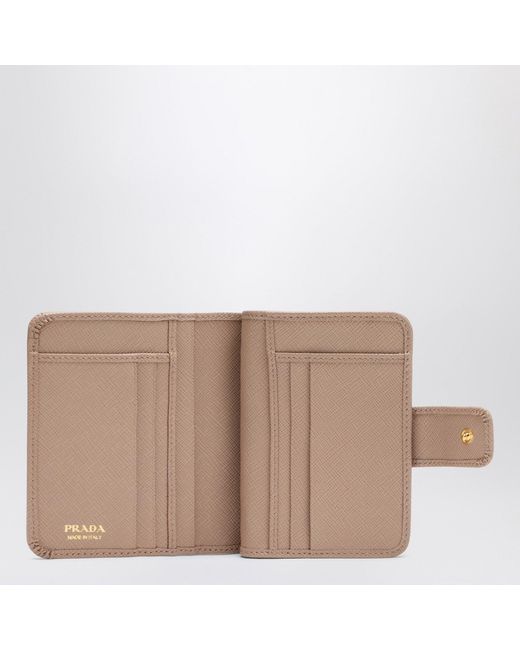 Prada Natural Powder Saffiano Leather Small Continental Wallet