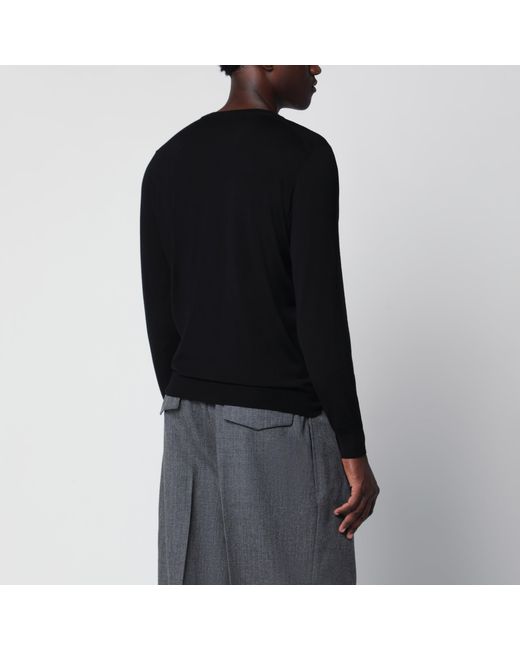 Drumohr Black Wool Crew-Neck Sweater for men