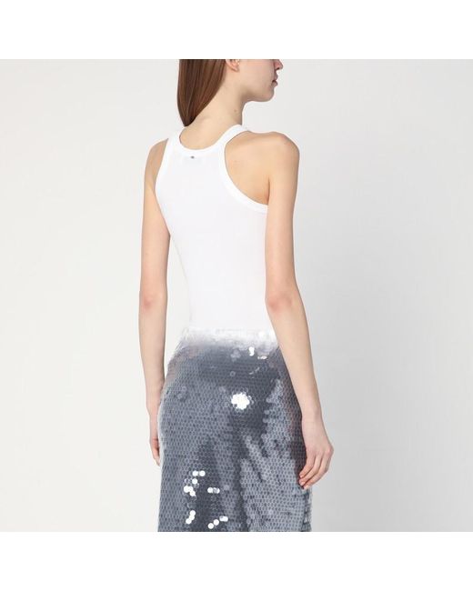 Débardeur Blanc Côtelé En Mélange Soie Sportmax en coloris White