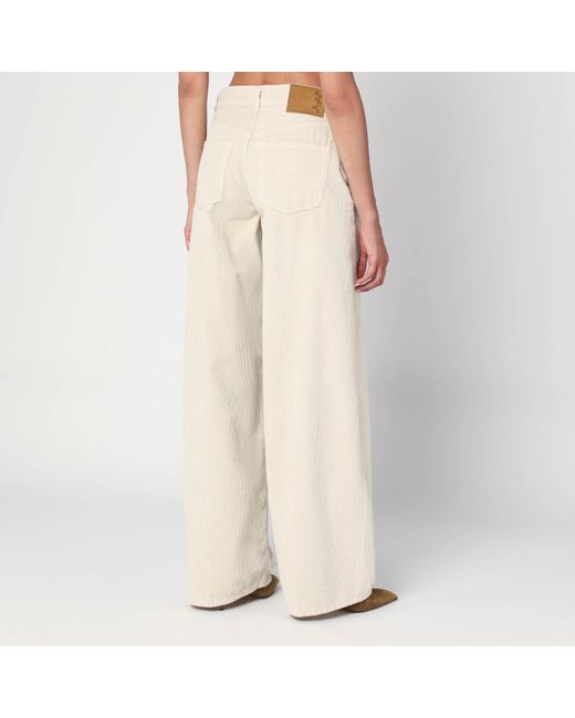 Haikure Natural Wide Ecru Corduroy Trousers