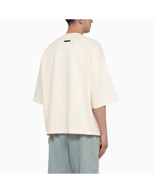 T-shirt oversize color crema in cotone di Fear Of God in White da Uomo