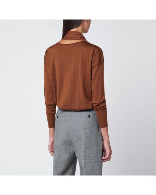 Roberto Collina Brown Hazelnut-Coloured Sweater With Scarf