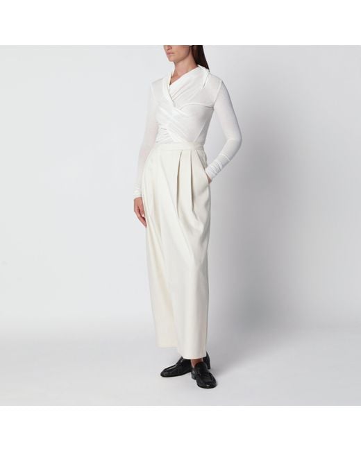 Source Unknown White Ivory Draped Jersey Top