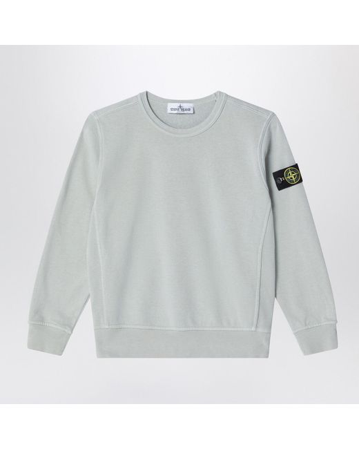 Stone Island Gray Pearl Cotton Crewneck Sweatshirt