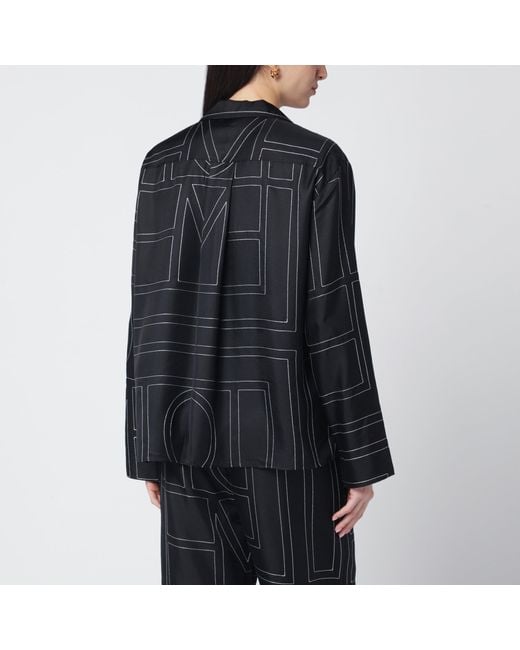 Totême Black Silk Monogram Shirt