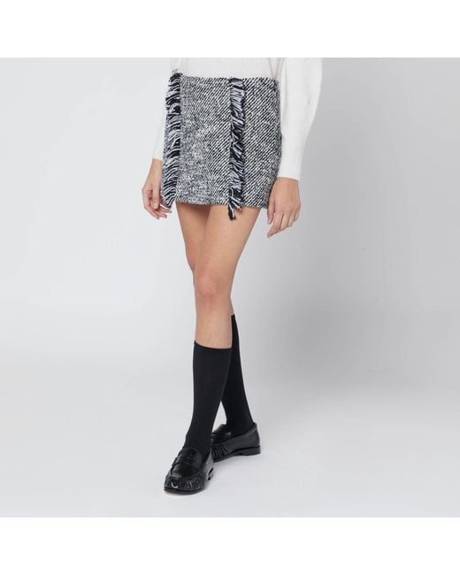 DURAZZI MILANO Gray Patterned Wool Blend Mini Skirt
