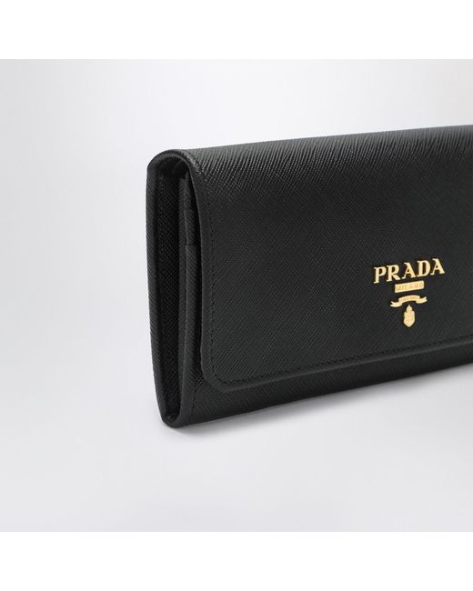 Prada Black Large Saffiano Leather Wallet