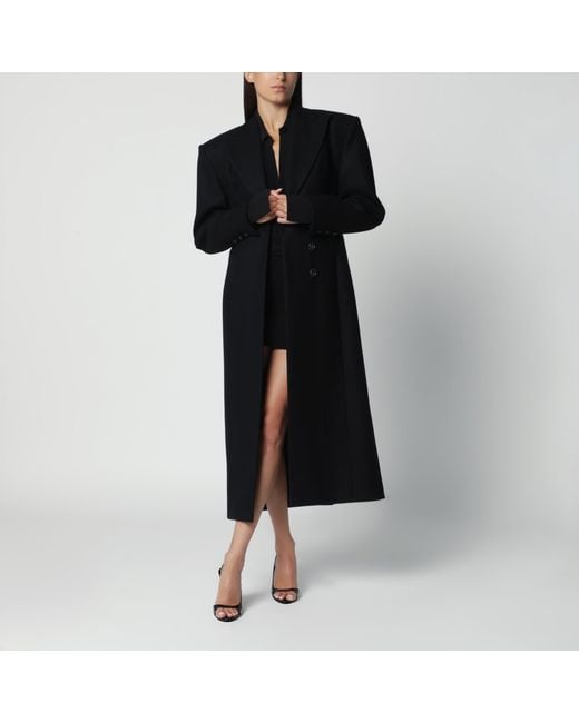 ANDAMANE Black Single-Breasted Coat With Structured Shoulders