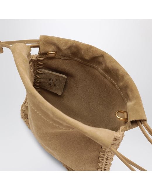 Prada Natural Desert-Colored Suede Leather Smartphone Holder