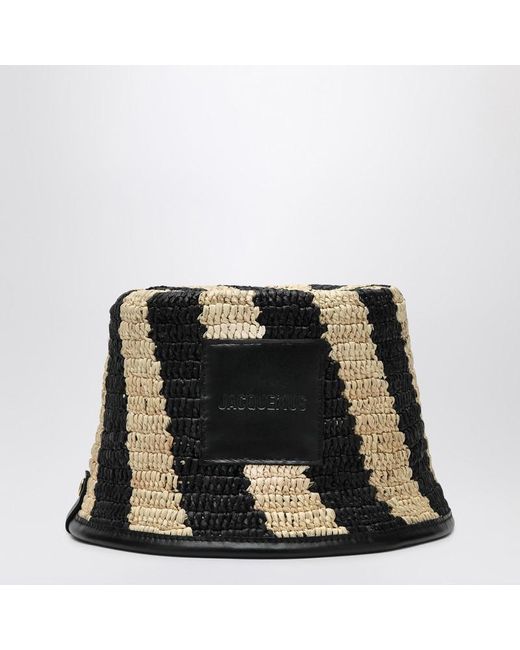 Jacquemus Black Le Bob Soli Gestreifter Raphia-Eimerhut
