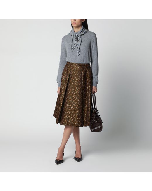 Prada Gray Cashmere Sweater With Jeweled Scarf