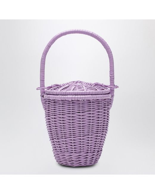 Patou Purple Lilac Wicker Bucket Bag