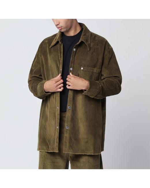 AMI Green Bronze Corduroy Shirt for men