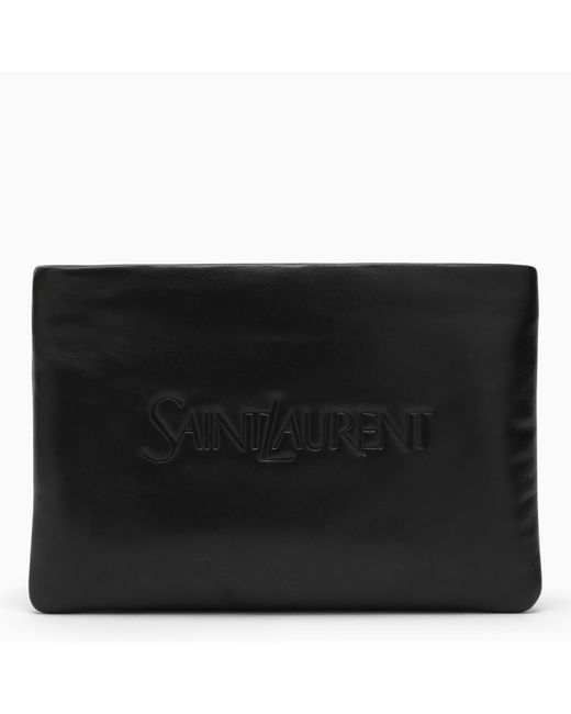 Saint Laurent Black Padded Clutch Bag With Logo for men