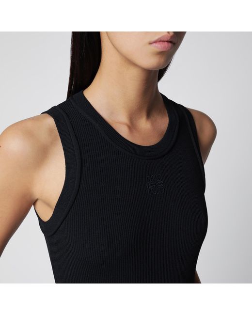 Loewe Black Ribbed Anagram Tank Top