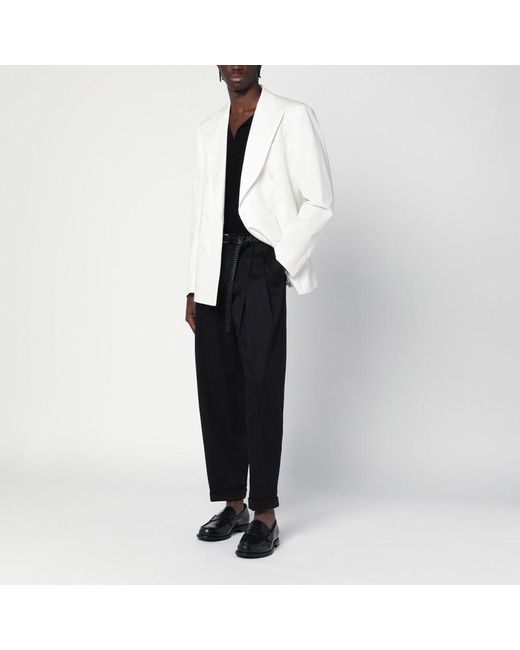 Dolce & Gabbana White Single-Breasted Cotton Jacket for men