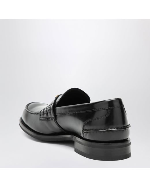 Prada Black Brushed Leather Moccasins for men