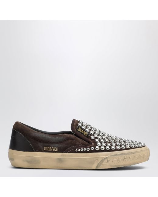 Golden Goose Deluxe Brand Black Suede Slip-On Shoes With Studs