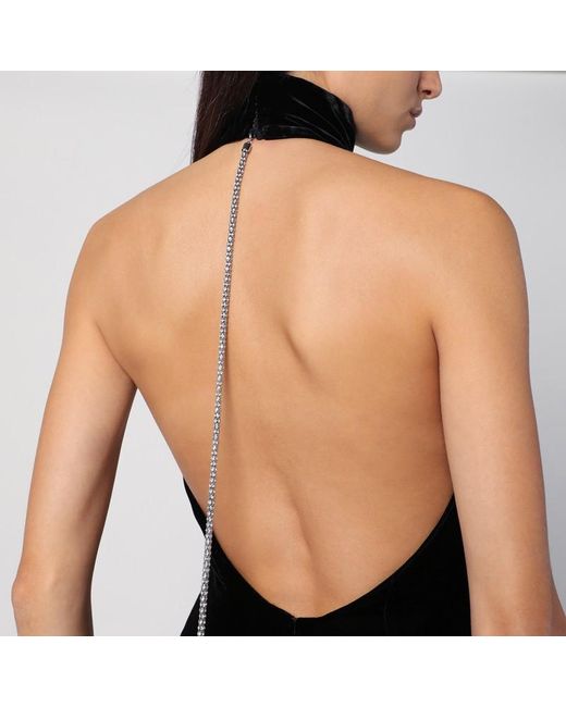 Max Mara Black Schwarzes Langes Kleid Aus Rasiertem Samt
