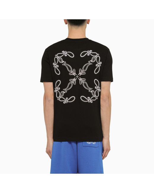 Off-White c/o Virgil Abloh Black Off- T-Shirt With Logo Embroidery for men