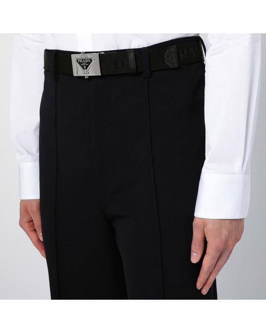 Prada Black Re-nylon Belt With Logo Buckle for men