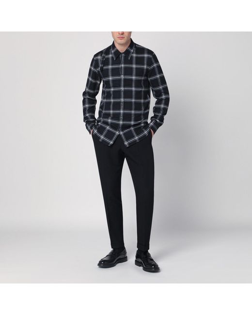 McQueen Black Shirt With Check Pattern for men