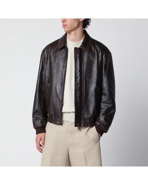 Prada Black Vintage Nappa Leather Bomber Jacket for men