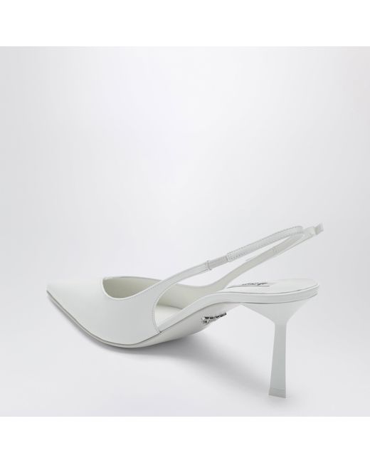 Prada White Leather Slingback Pumps